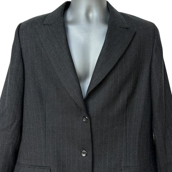 Vintage Pendleton Blazer Gray Red White Pinstriped Wool Jacket Women's Size 12 - Picture 3 of 9